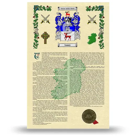 Luney Armorial History with Coat of Arms