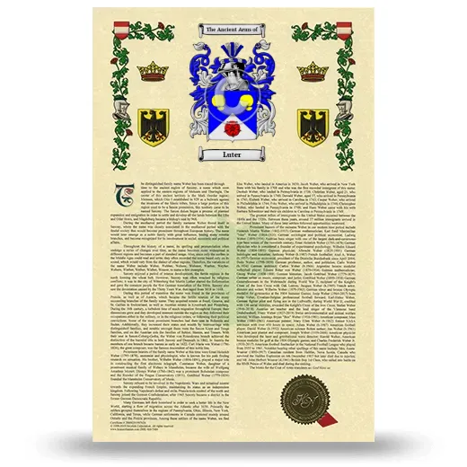 Luter Armorial History with Coat of Arms