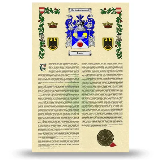Lutte Armorial History with Coat of Arms
