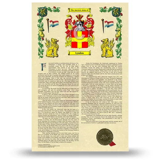 Lyndon Armorial History with Coat of Arms