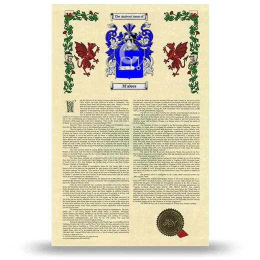 M'alees Armorial History with Coat of Arms