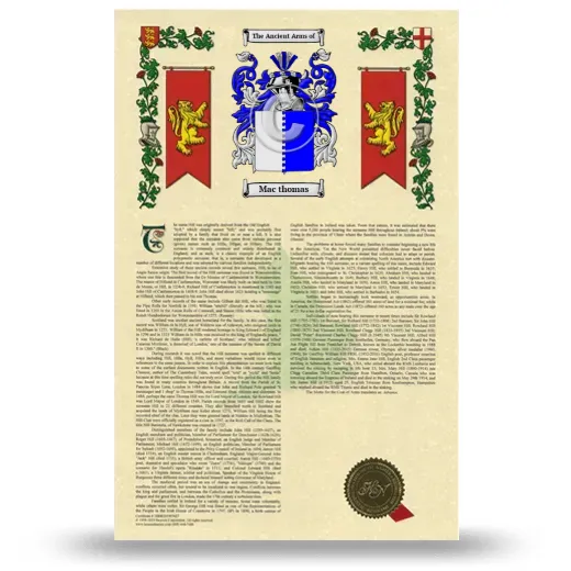Mac thomas Armorial History with Coat of Arms