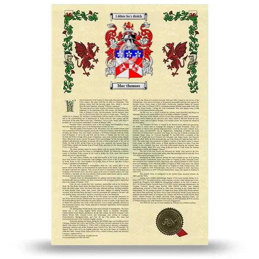 Mac thomas Armorial History with Coat of Arms