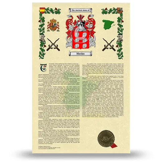 Macías Armorial History with Coat of Arms