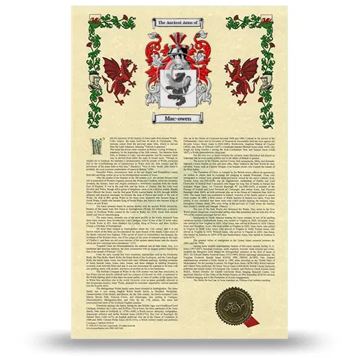 Mac-owen Armorial History with Coat of Arms