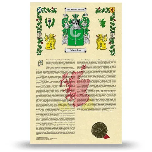MacAdon Armorial History with Coat of Arms
