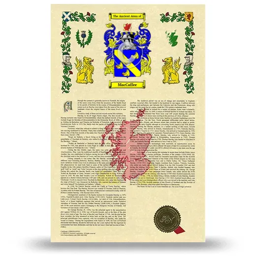 MacCaffee Armorial History with Coat of Arms