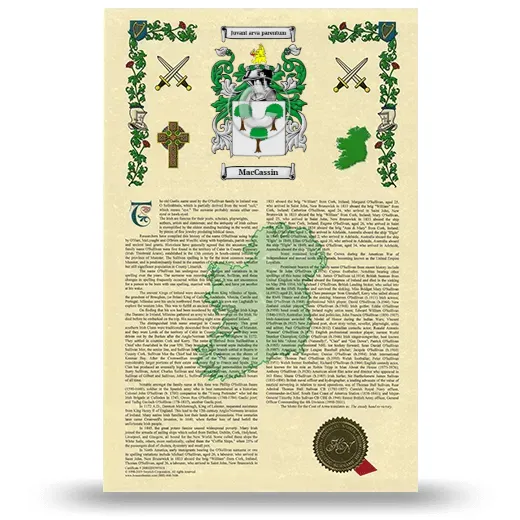 MacCassin Armorial History with Coat of Arms