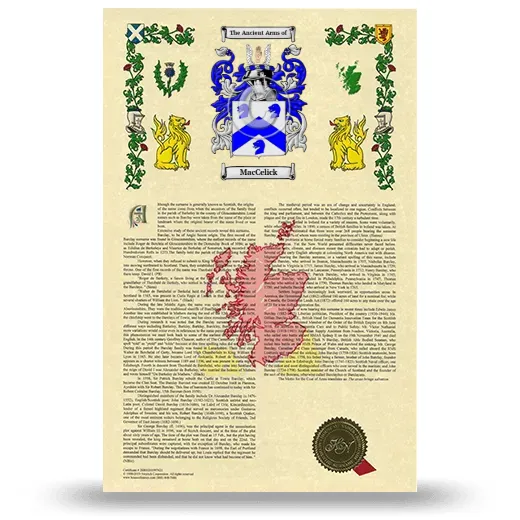 MacCelick Armorial History with Coat of Arms