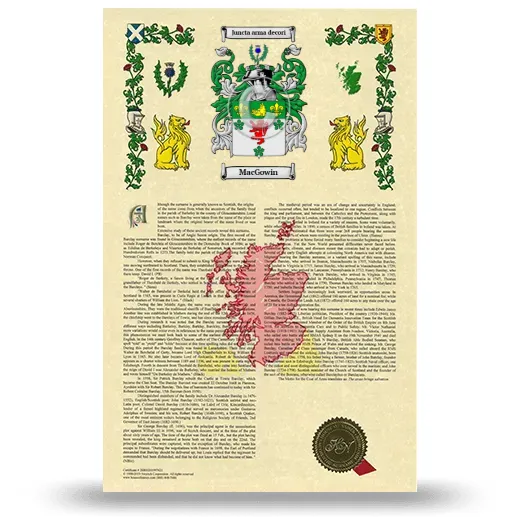 MacGowin Armorial History with Coat of Arms