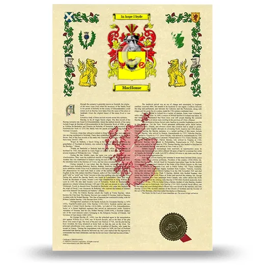 MacHome Armorial History with Coat of Arms