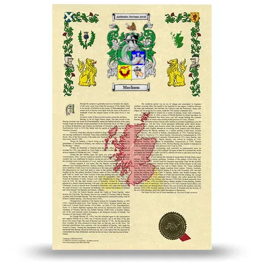 MacInon Armorial History with Coat of Arms