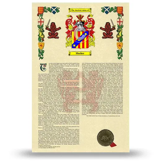 Macker Armorial History with Coat of Arms