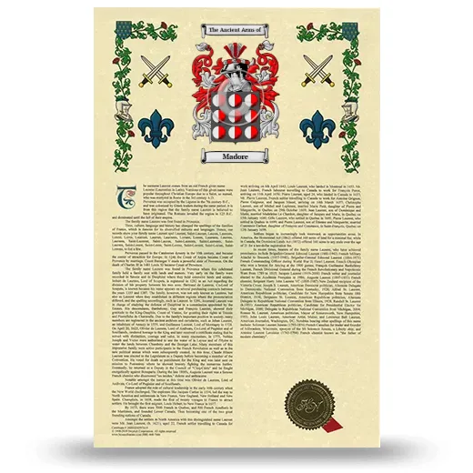 Madore Armorial History with Coat of Arms