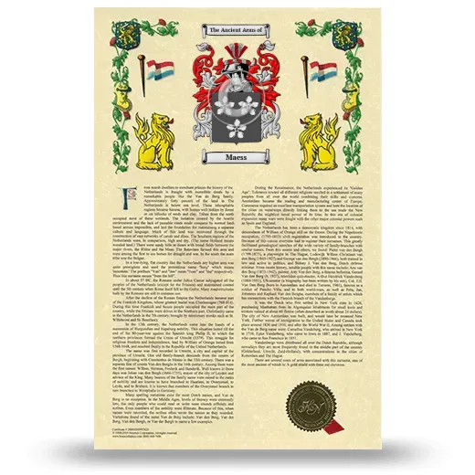 Maess Armorial History with Coat of Arms