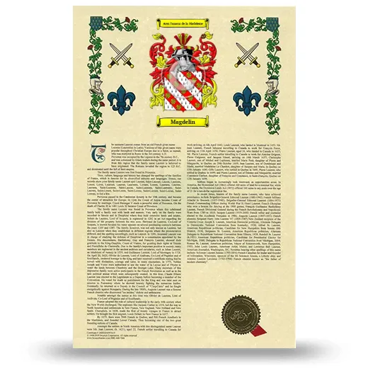 Magdelin Armorial History with Coat of Arms