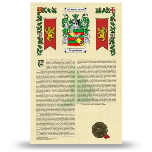 Magnússon Armorial History with Coat of Arms