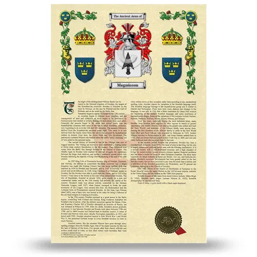 Magnússon Armorial History with Coat of Arms