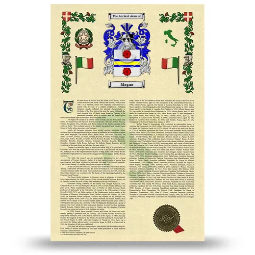 Magno Armorial History with Coat of Arms