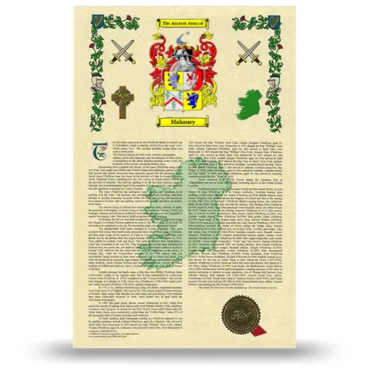 Mahaney Armorial History with Coat of Arms