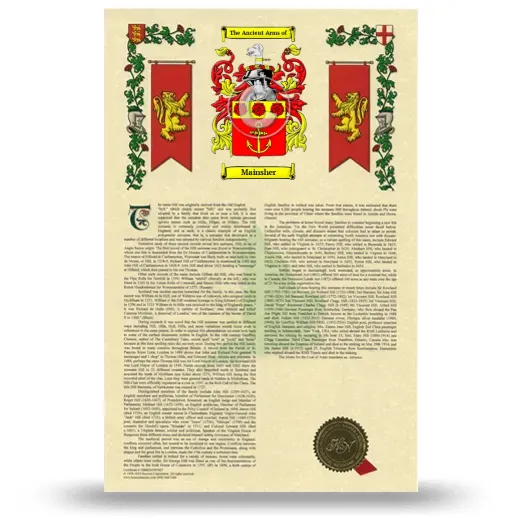 Mainsher Armorial History with Coat of Arms