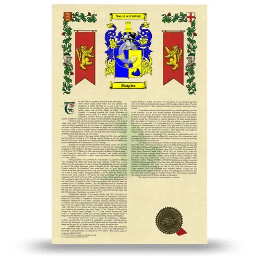 Maiples Armorial History with Coat of Arms
