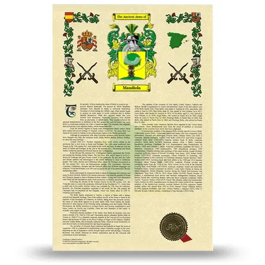Mandiola Armorial History with Coat of Arms