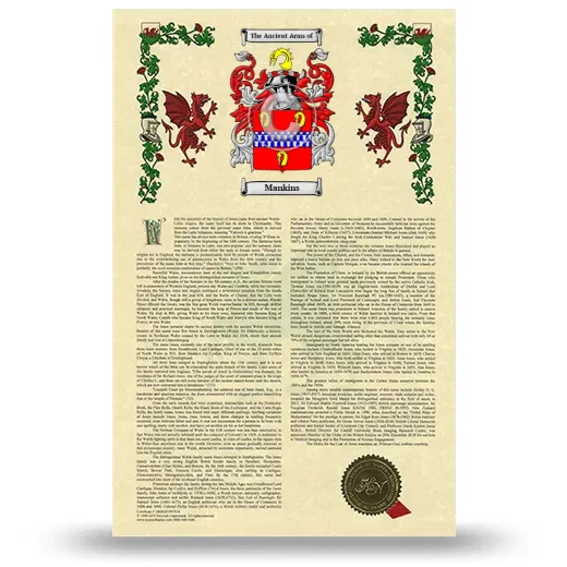 Mankins Armorial History with Coat of Arms