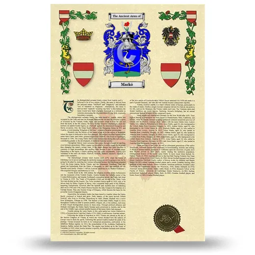 Markó Armorial History with Coat of Arms