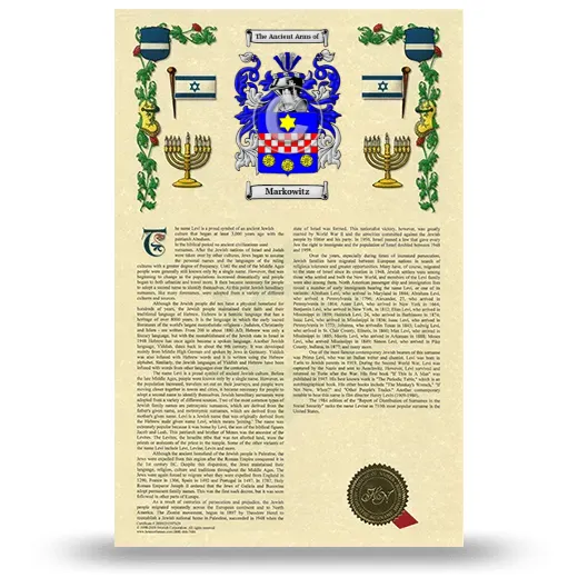 Markowitz Armorial History with Coat of Arms