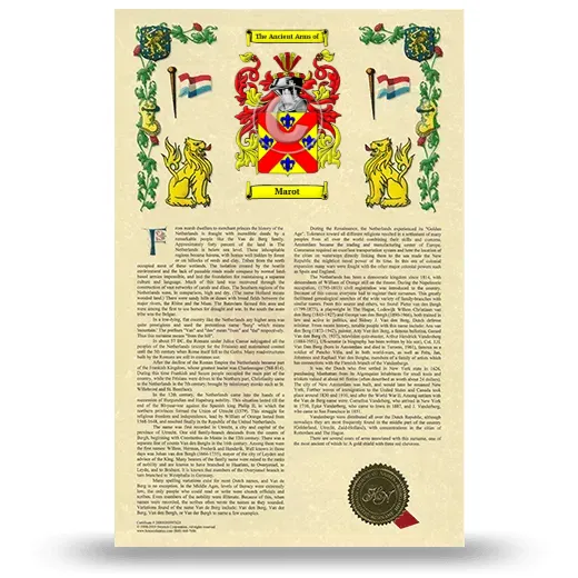 Marot Armorial History with Coat of Arms