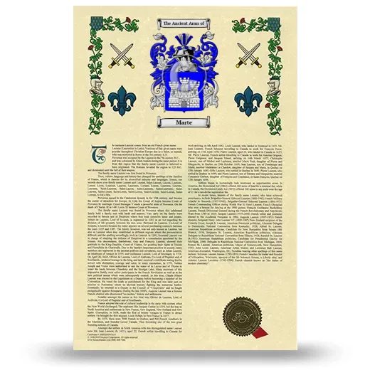 Marte Armorial History with Coat of Arms