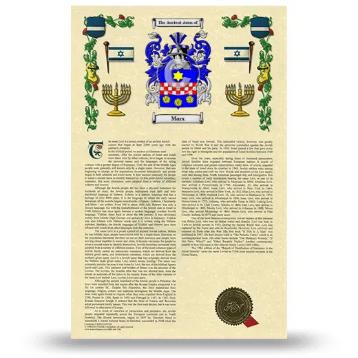 Marx Armorial History with Coat of Arms