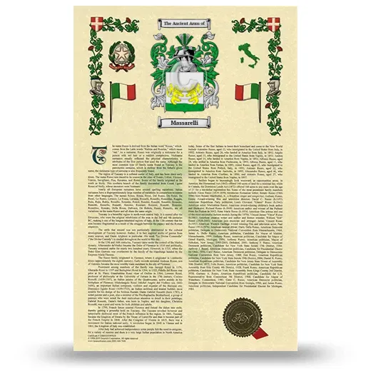 Massarelli Armorial History with Coat of Arms