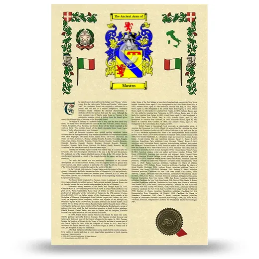 Mastro Armorial History with Coat of Arms