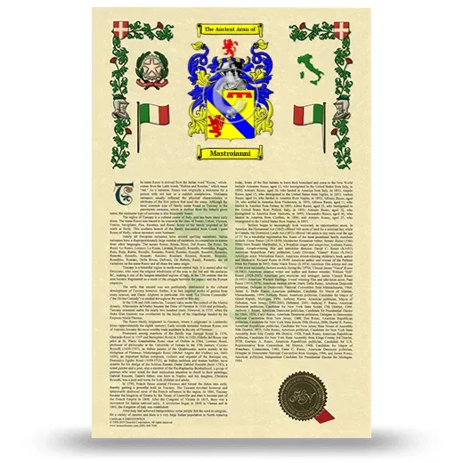 Mastroianni Armorial History with Coat of Arms