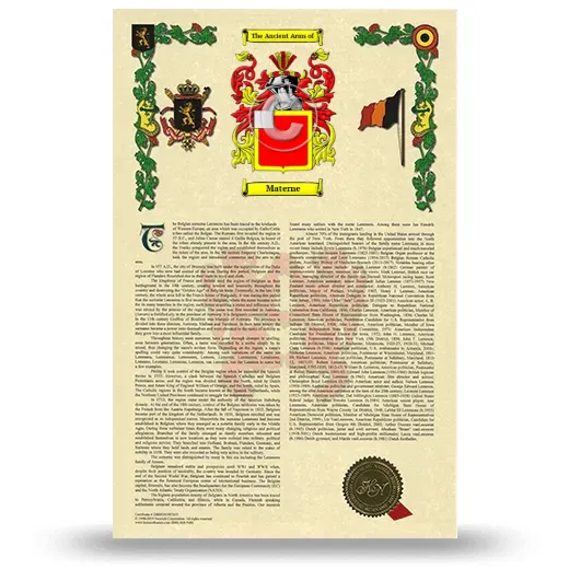 Materne Armorial History with Coat of Arms