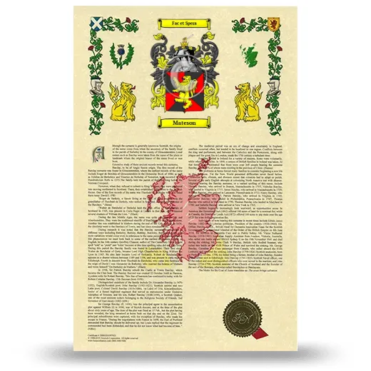 Mateson Armorial History with Coat of Arms