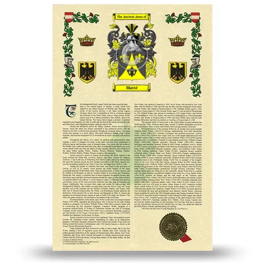 Matté Armorial History with Coat of Arms