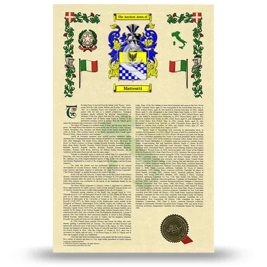 Matteotti Armorial History with Coat of Arms
