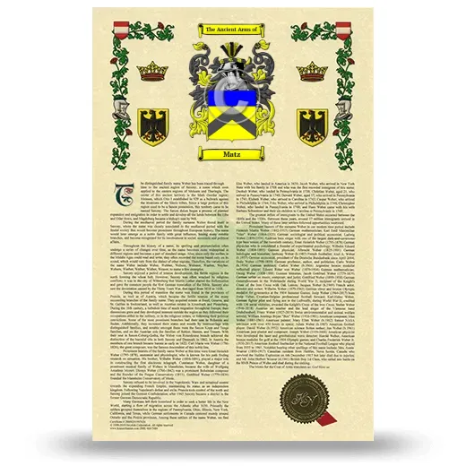 Matz Armorial History with Coat of Arms