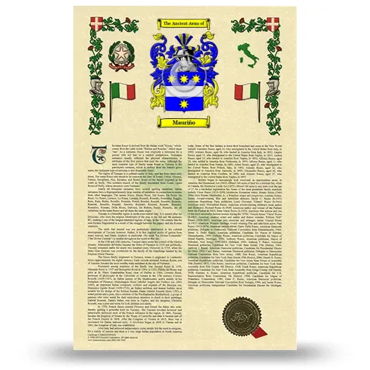 Mauriño Armorial History with Coat of Arms