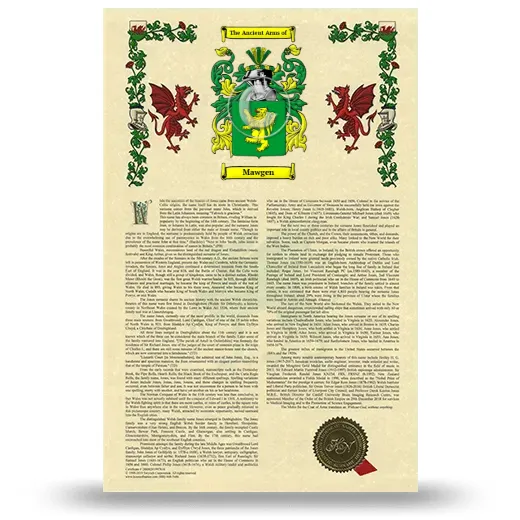Mawgen Armorial History with Coat of Arms