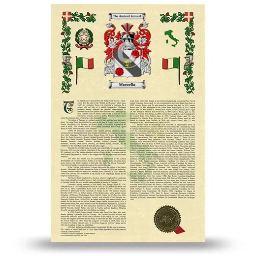 Mazzella Armorial History with Coat of Arms