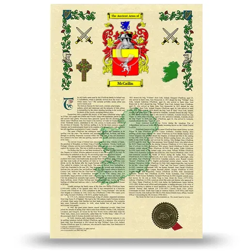 McCailin Armorial History with Coat of Arms