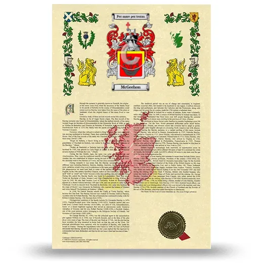 McGeehon Armorial History with Coat of Arms