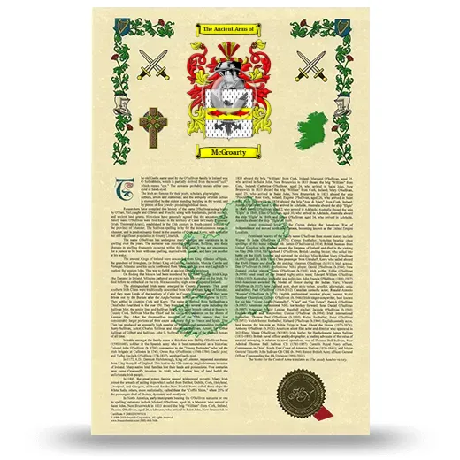 McGroarty Armorial History with Coat of Arms