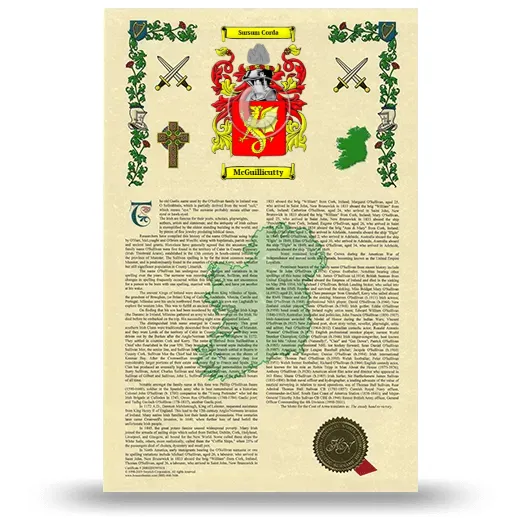 McGuillicutty Armorial History with Coat of Arms