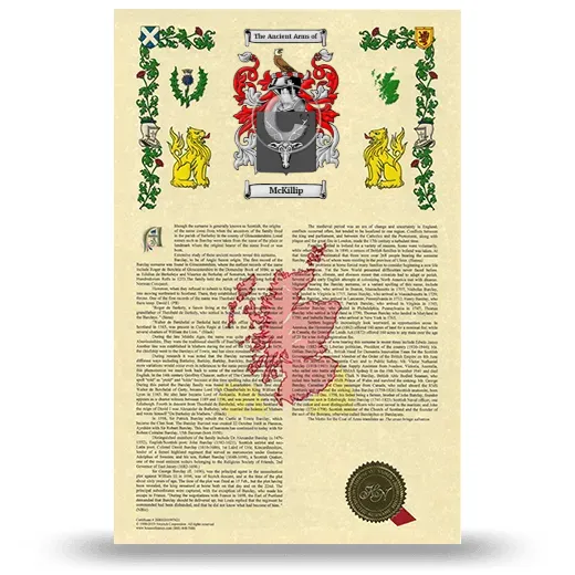 McKillip Armorial History with Coat of Arms