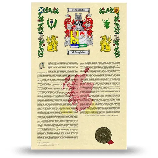 McLaughlan Armorial History with Coat of Arms